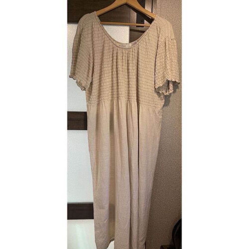 Day In Day Out Beige Sz Large Linen Cotton Blend Dress